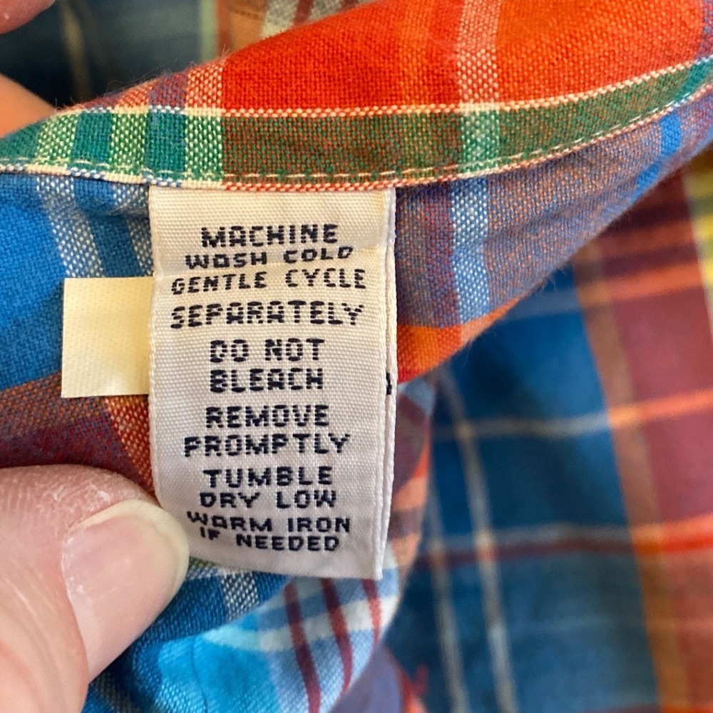 Ralph Lauren Classic Fit Plaid Short Sleeve Button Down Shirt Men XL Blue Orange - Picture 7 of 8